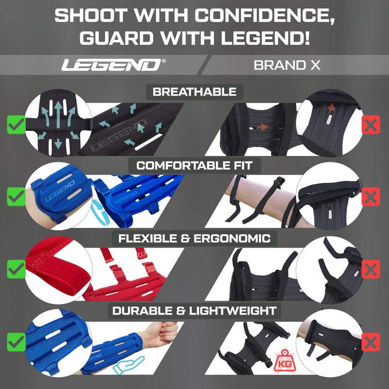 LEGEND Armguard XT Archery Arm Guard - Vented Design in Thermo Shaped EVA Foam - Forearm Guards with Full Coverage & Protection - Adjustable Elastic Straps with Quick-Release Buckles - Black - L - Image 4